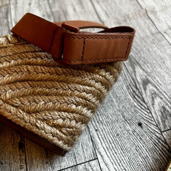 Tory Burch Wedge Espadrille Sandals brown leather strap ankle women’s size 8 - Picture 12 of 12